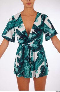 Jade Tropical print V-neck romper casual dressed upper body 0001.jpg